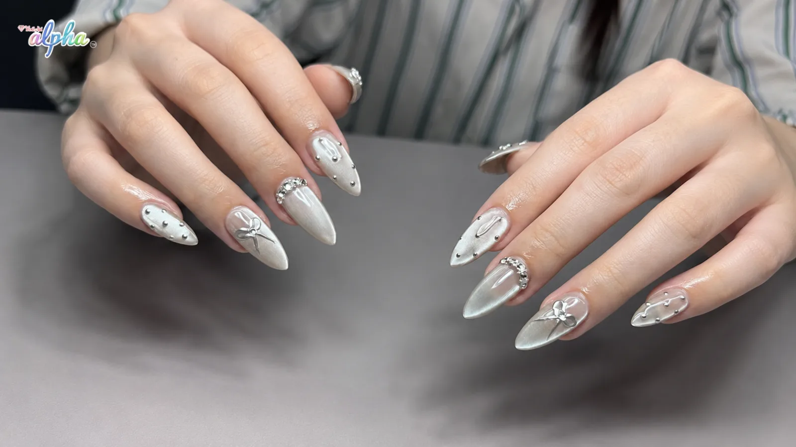 nail mắt mèo trắng gạo