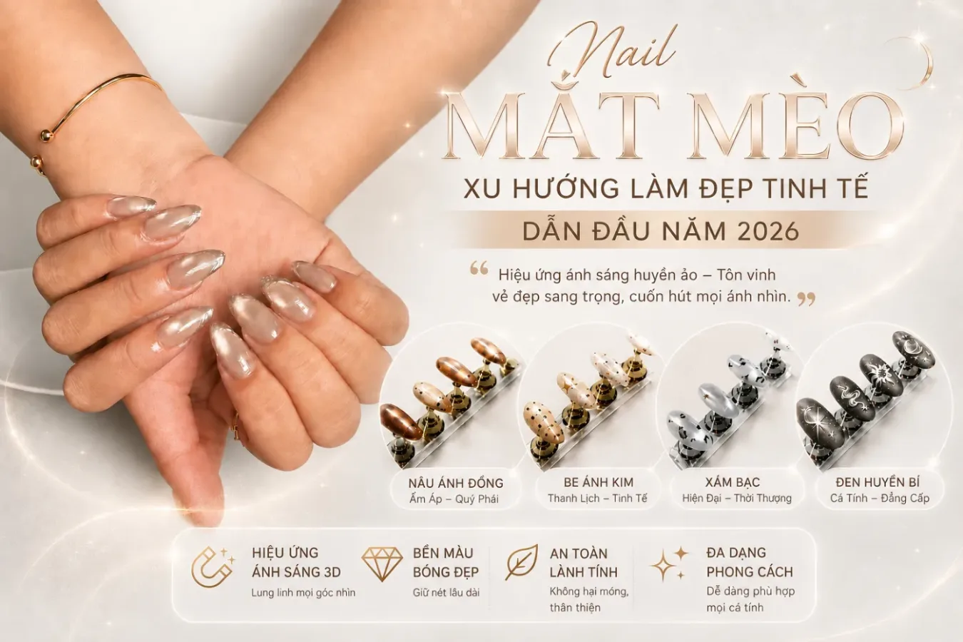 Nail Mắt Mèo – Xu Hướng Làm Đẹp Tinh Tế Dẫn Đầu Năm 2026