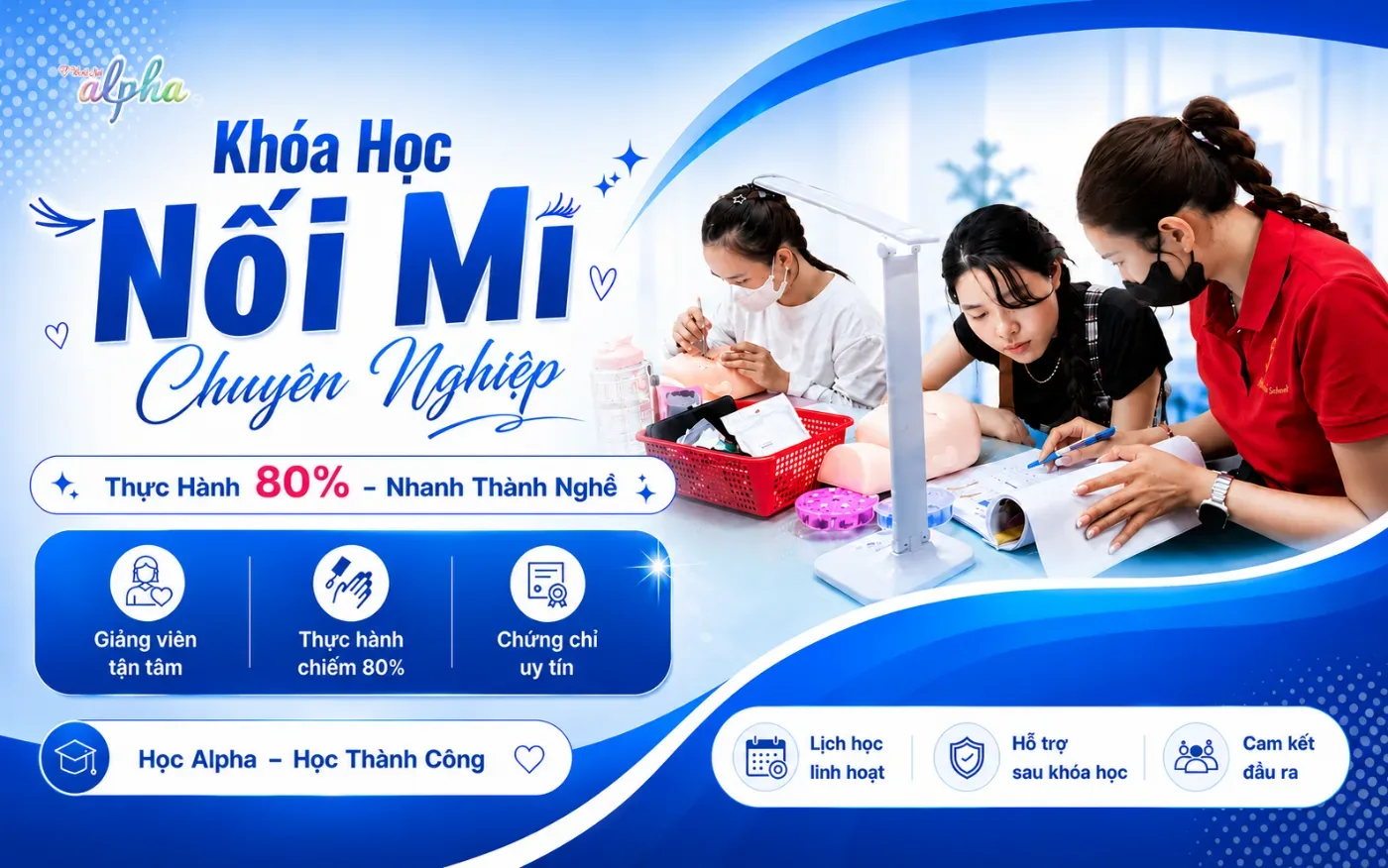 Khóa Học Nối Mi Chuyên Nghiệp – Thực Hành 80% Nhanh Thành Nghề